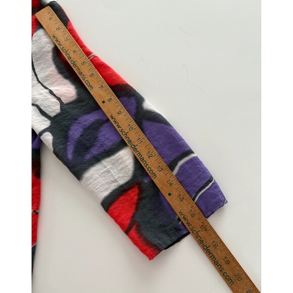 Yushi Tunic Top Size S Red Gray Lagenlook Flowy Artsy Wire Collar Lightweight - Picture 15 of 16